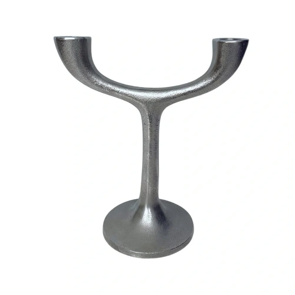 New 2014 Crate & Barrel Modern Double Taper Candle Holder 9
